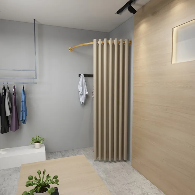 服装店试衣间简易门帘隔断帘衣帽间C形弧形支撑架转角墙角窗帘杆