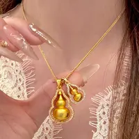 铜合金项链 项链女古法金色葫芦吊坠叠戴高级感锁骨链2025新款女 