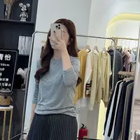 QINGGE 9936#秋冬醋酸打底衫莱赛尔羊毛圆领保暖T恤