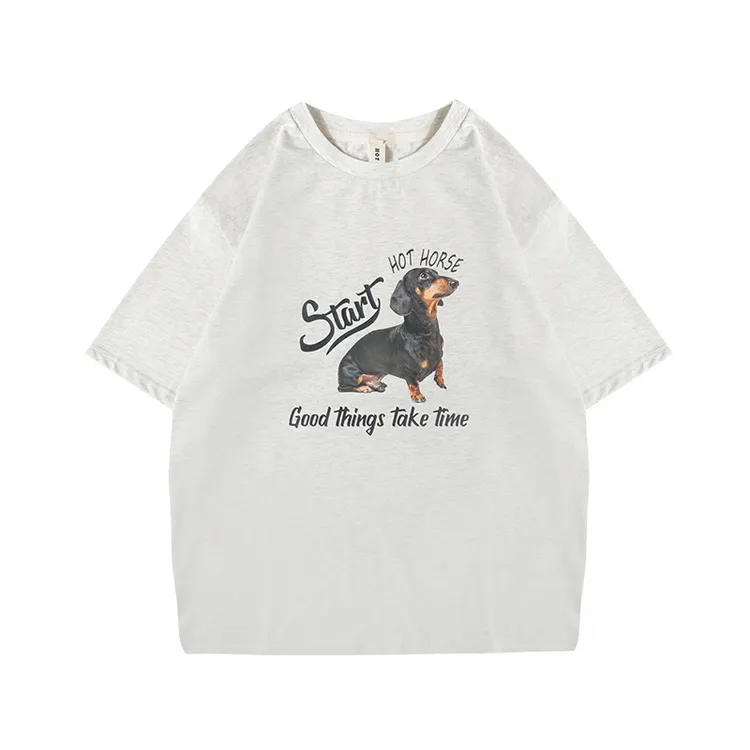 ST03392【S-L】夏季重磅印花t恤百搭宽松拆牌ins短袖上衣