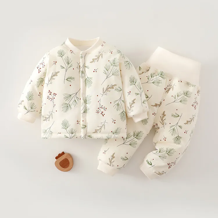 【优质】冬季婴儿棉袄套装150g夹棉加厚宝宝棉服0-12个月新生儿棉衣