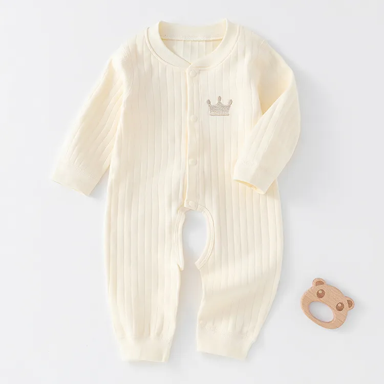 婴幼儿开档连体衣春秋长爬薄款开裆宝宝衣服夏季萌娃纯棉长袖哈衣