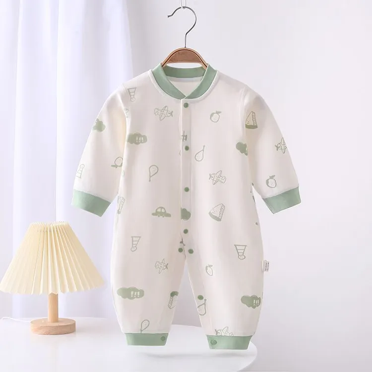 无骨婴儿连体衣春秋纯棉长袖春装男女宝宝哈衣爬服满月新生儿衣服