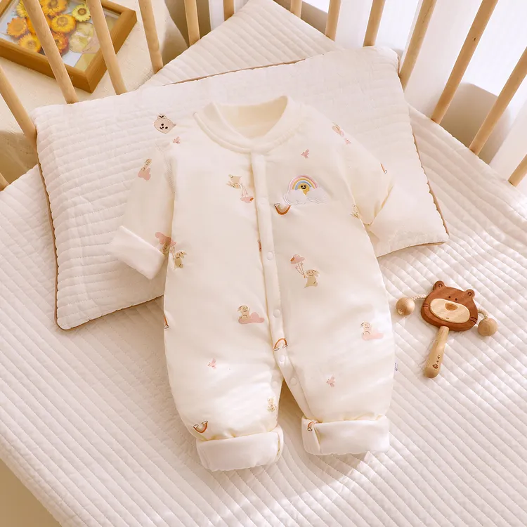 【专柜】秋冬婴儿连体薄棉袄40g夹棉新生儿棉服0-12个月宝宝外套春