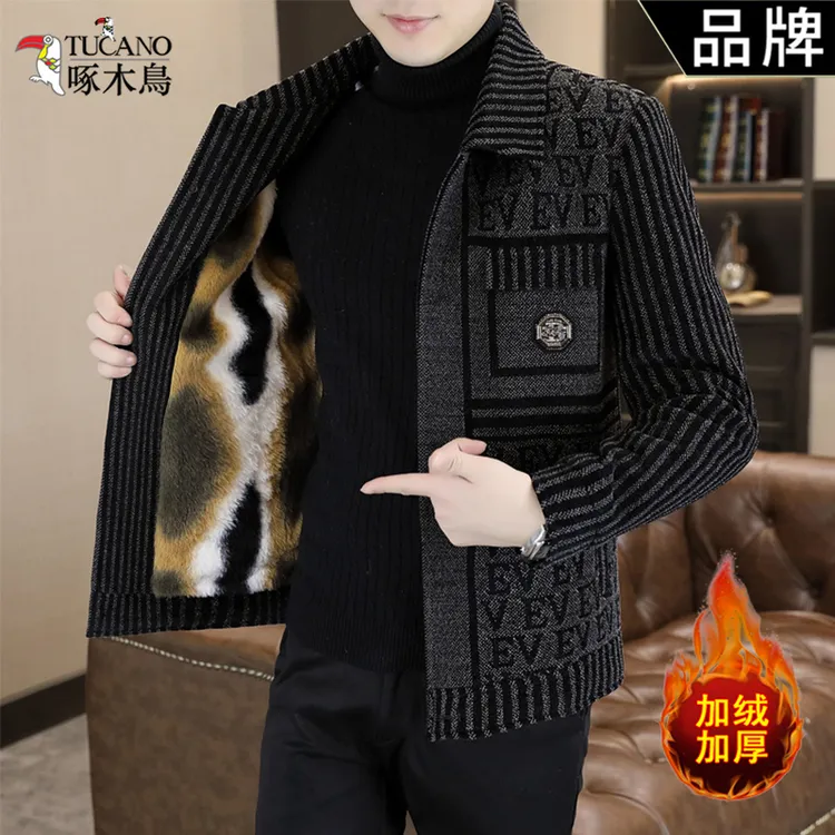 TUCANO/啄木鳥毛呢大衣男加绒加厚外套时尚百搭冬季新款毛呢夹克