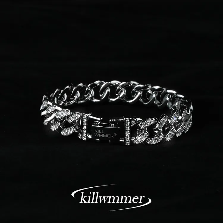 钛钢手链 不掉色满钻古巴链男女高级感时尚轻奢情侣手链男送女友