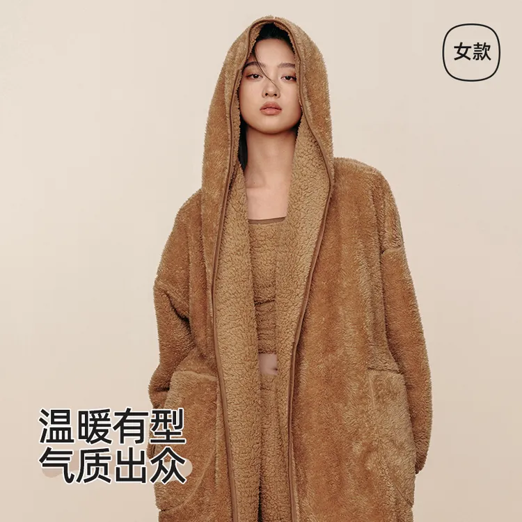 幸棉新款双面穿绒感廓形情侣休闲舒适秋冬三件套d