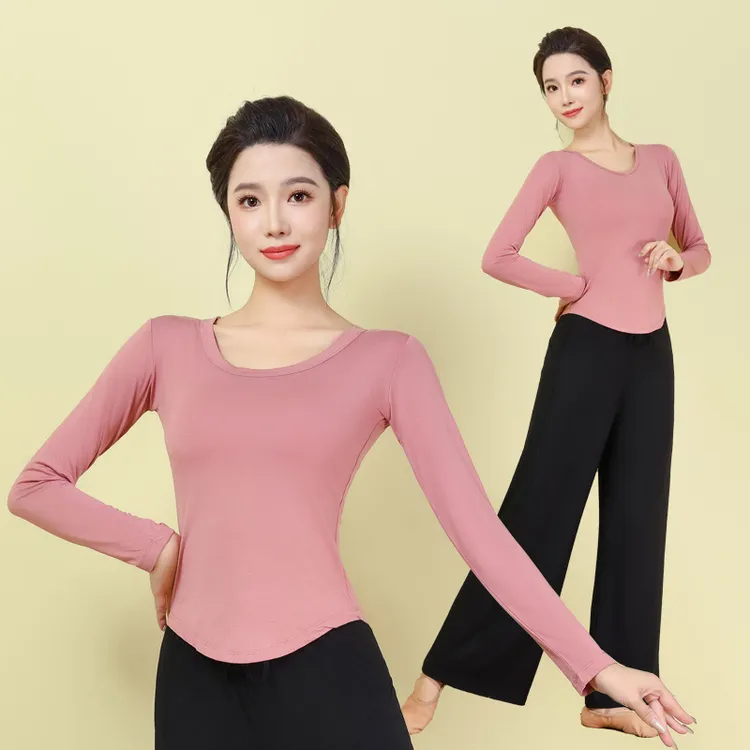 舞蹈练功服女跳舞服成人长袖上衣专业修身古典舞蹈女士服装舞蹈服