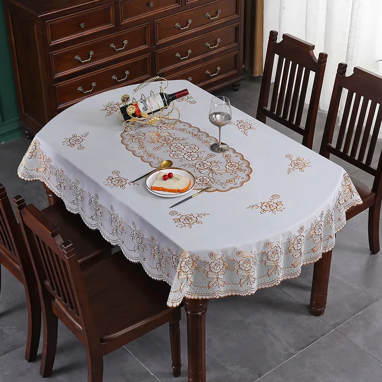 （1.37×1.80）玫瑰椭圆形餐桌布茶几布防水防油免洗桌布