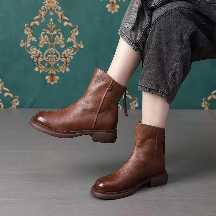 真软皮2024年秋冬新款马丁靴女网红瘦瘦靴英伦风百搭切尔西靴