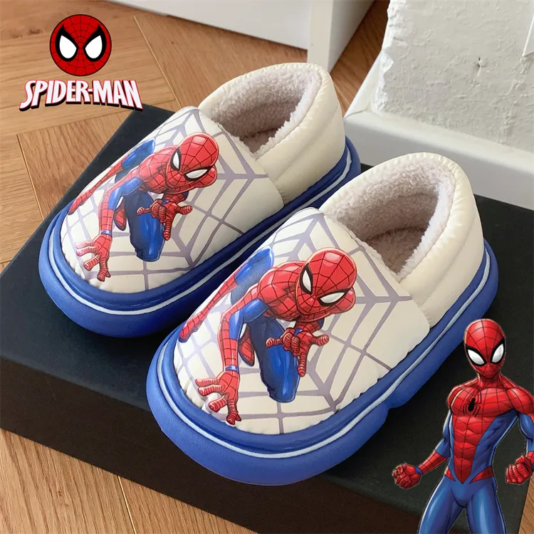 细细条 正版蜘蛛侠儿童棉拖鞋冬季保暖防水小中大童男童包跟棉鞋