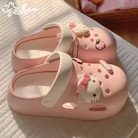 细细条 HelloKitty网红洞洞鞋夏季少女可爱趣味ins厚底包头凉拖鞋