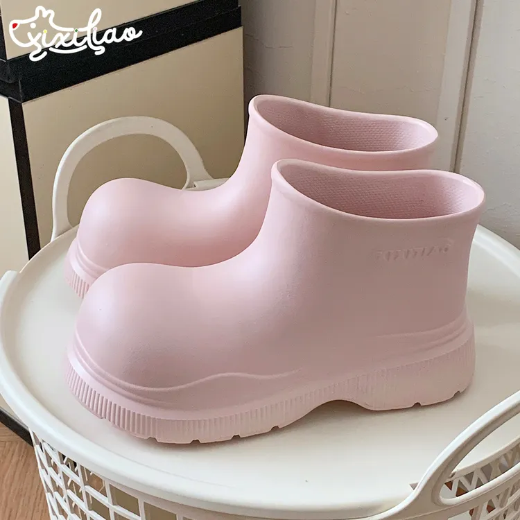 细细条 成人外穿防滑防水百搭雨鞋春夏季简约风EVA时尚短筒雨靴女