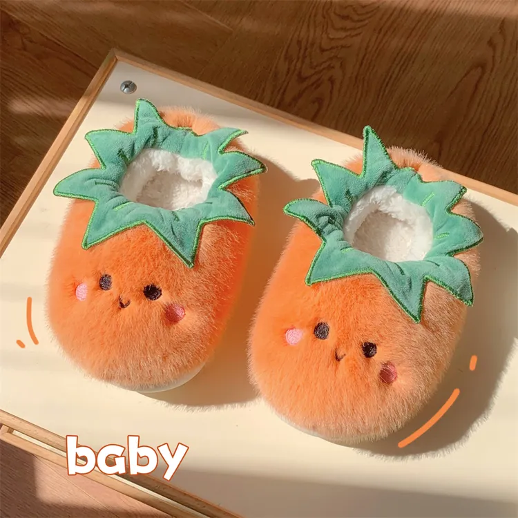 细细条 儿童棉拖鞋冬季男童女童保暖防滑可爱番茄亲子毛绒棉鞋ins