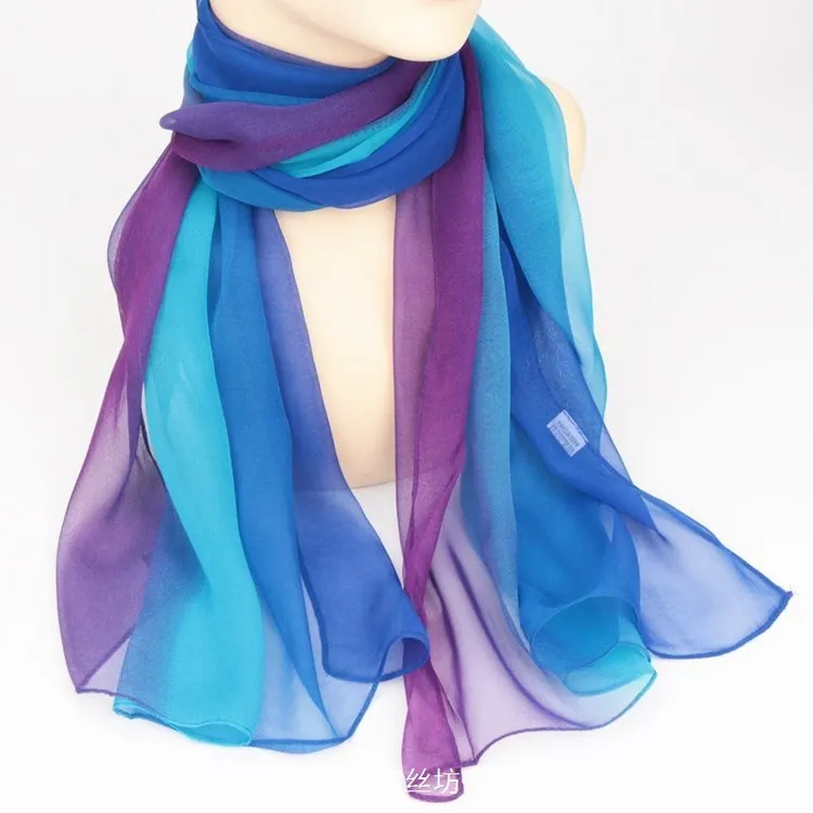 160*50cm渐变色丝巾女乔其纱轻盈透气纱巾练功形体舞蹈装饰围巾
