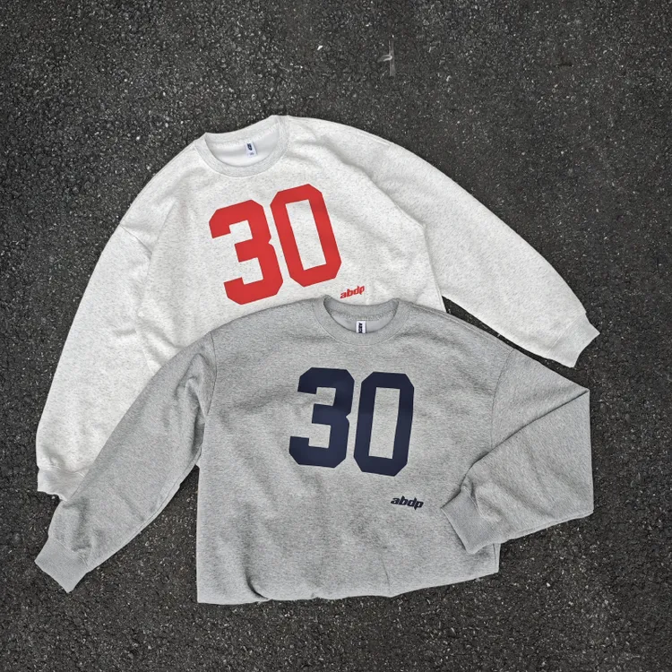 ABDP秋季美式卫衣宽松圆领运动休闲印花数字打底长袖潮流薄款300g