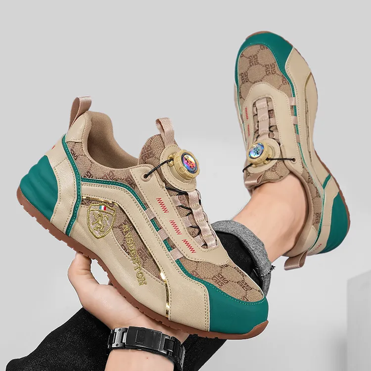 夏季透气潮流新款旋转扭扣男鞋男士休闲时尚百搭跑步时尚运动潮鞋