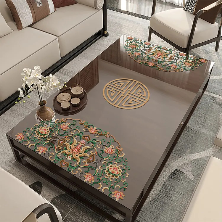 软玻璃新中式防水家用防油免洗耐脏桌布茶几布长方形桌布隔热防烫