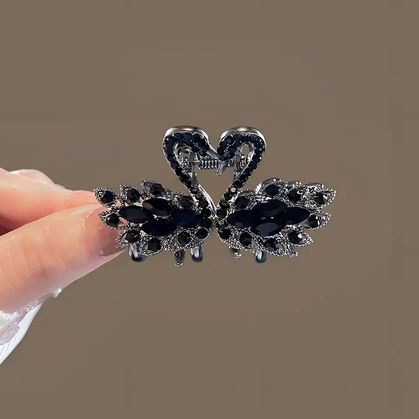 黑天鹅闪钻小抓夹中号刘海小夹子女精致发卡后脑勺半扎鲨鱼夹头饰