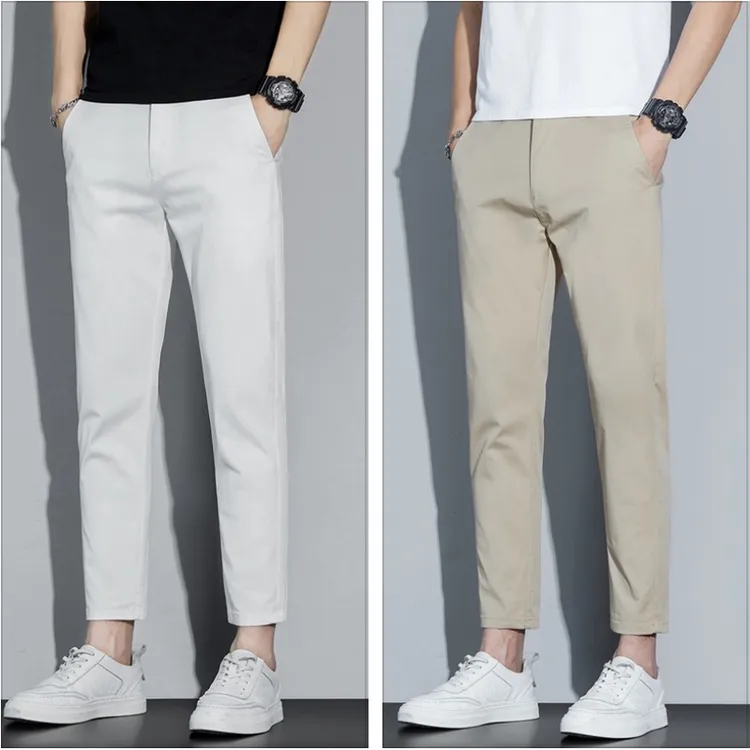 九分长款可选夏季薄款潮流男士百搭修身纯色百搭直筒休闲裤 988