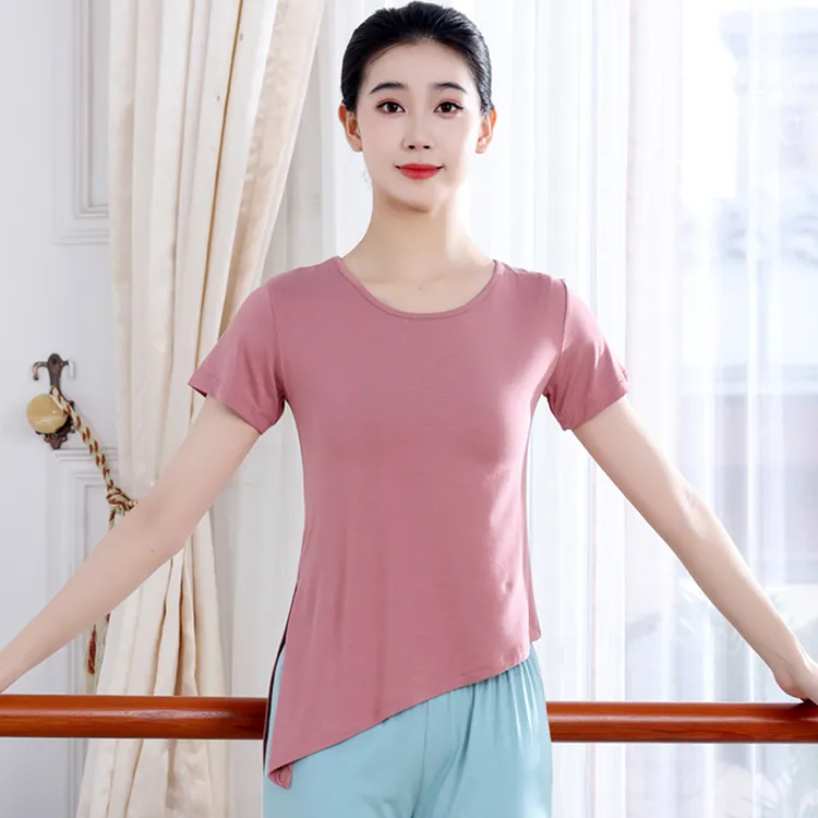 显瘦舞蹈服莫代尔短袖上衣女现代舞服装形体训练服宽松大码练功服