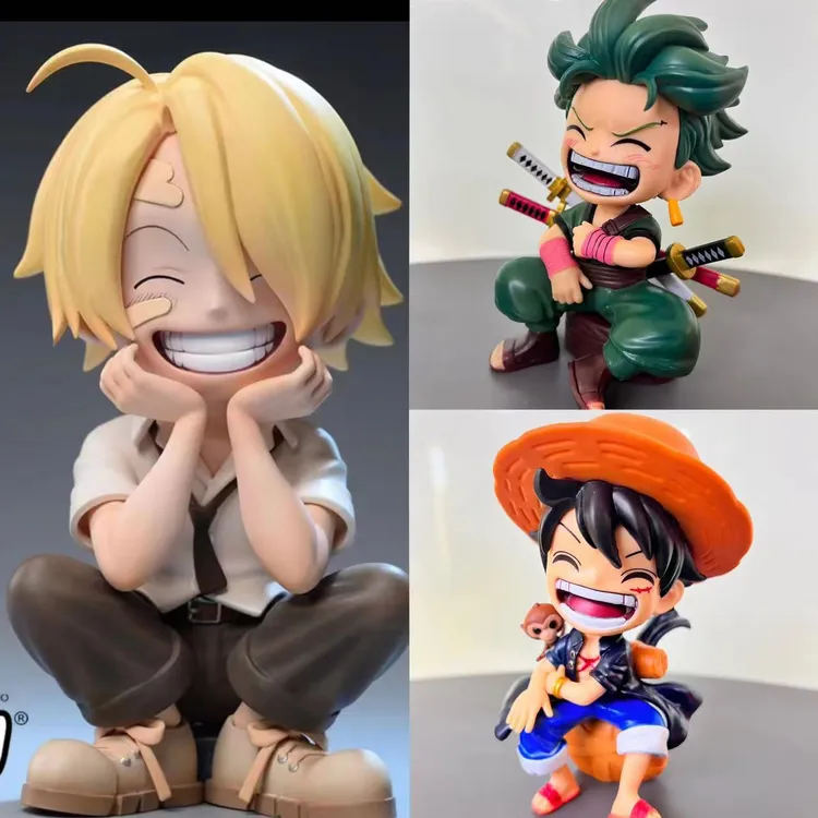 海贼王路飞索隆手办坐姿Q版潮玩卡通动漫桌面车载摆件周边男礼物