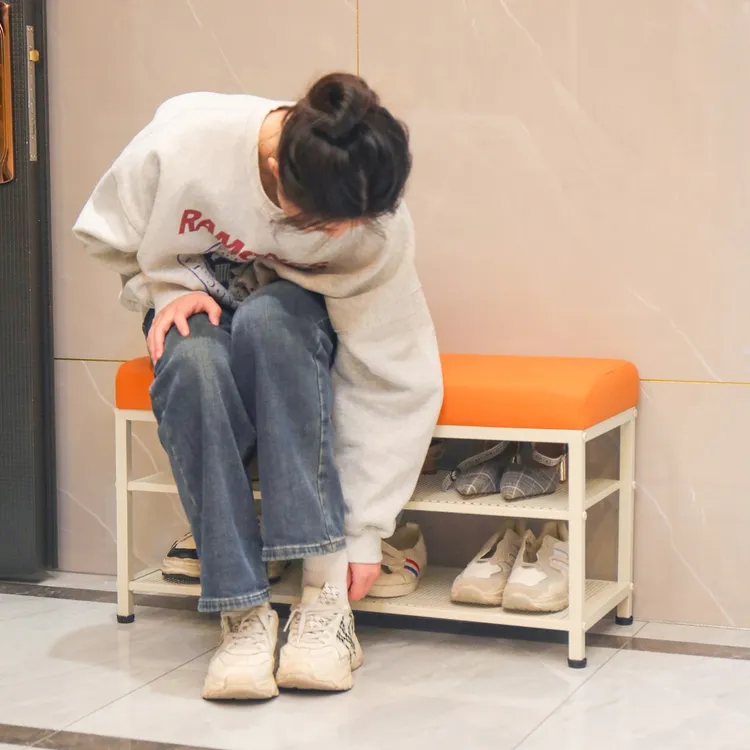 聚当当北欧简约家用过道可坐式穿鞋凳服装店鞋店落地经济型换鞋凳