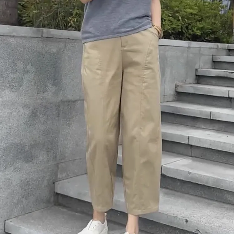 梨形显瘦2025年夏季新款薄款大码女装休闲裤子女士八分高腰哈伦裤