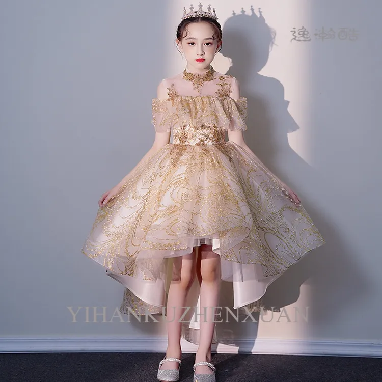 儿童主持人礼服夏季女童钢琴演奏小女孩走秀花童公主裙蓬蓬纱礼服