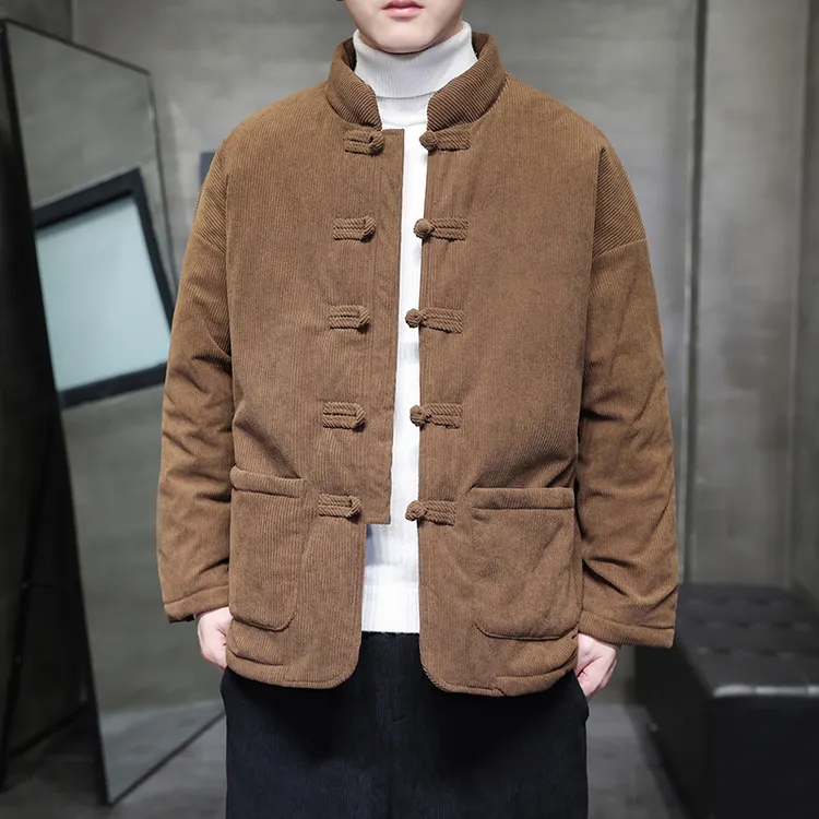 新中式棉袄外套男装冬季新款复古休闲灯芯绒唐装加厚保暖棉服棉衣