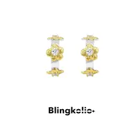 blingkolio 铜合金亚克力耳饰 不另可钩针小花双色耳圈百搭耳饰
