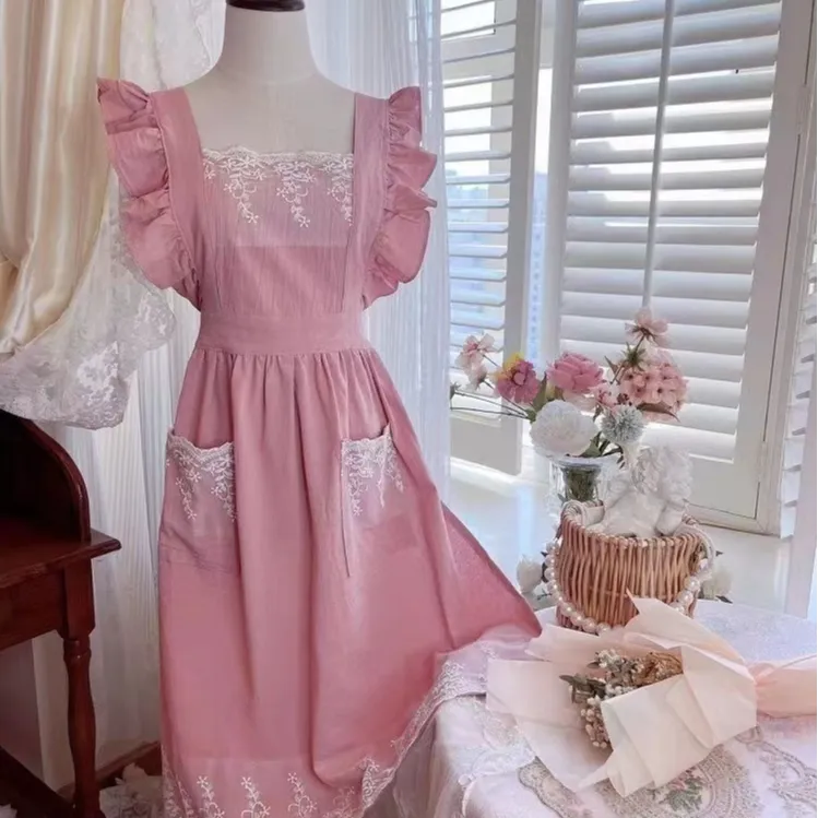 （hasoy新疆包邮）家用时尚围裙做饭做饭带长袖可爱透气成人薄款