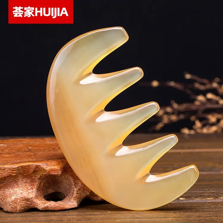 天然牛角梳子按摩梳五齿女士梳头加厚宽齿防静电家用洗头疏通防脱