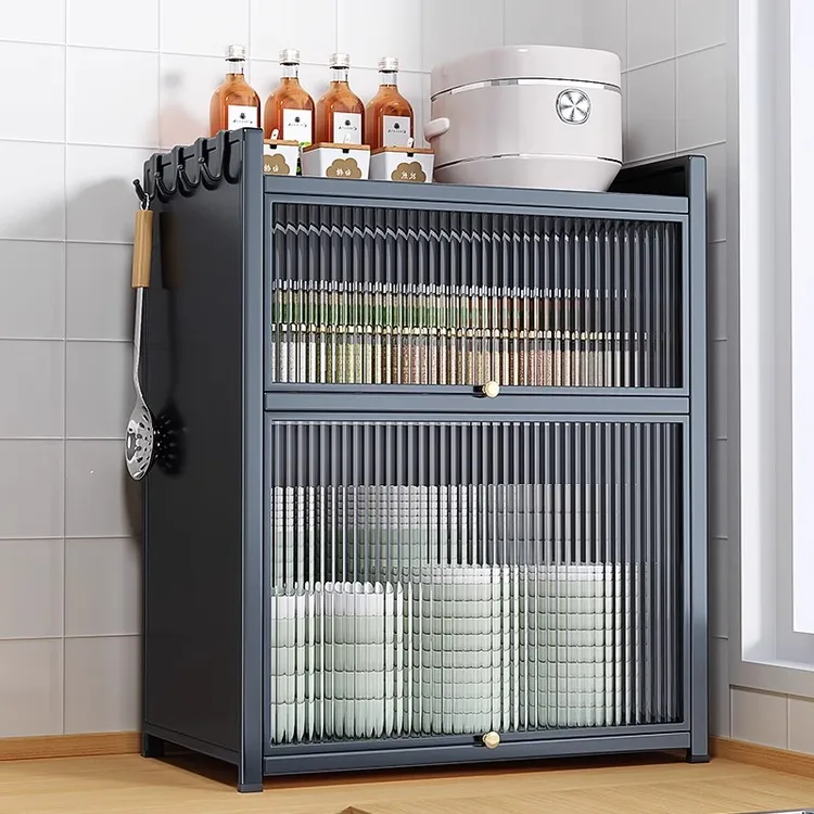 橱柜厨房置物架碗碟收纳架多功能调料架子家用台面多层防尘碗柜