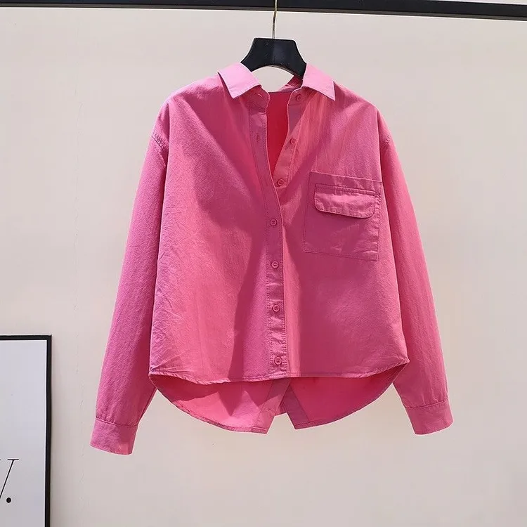 小个子2025秋季设计感背后开叉嫩黄色短款衬衫女宽松长袖衬衣外套