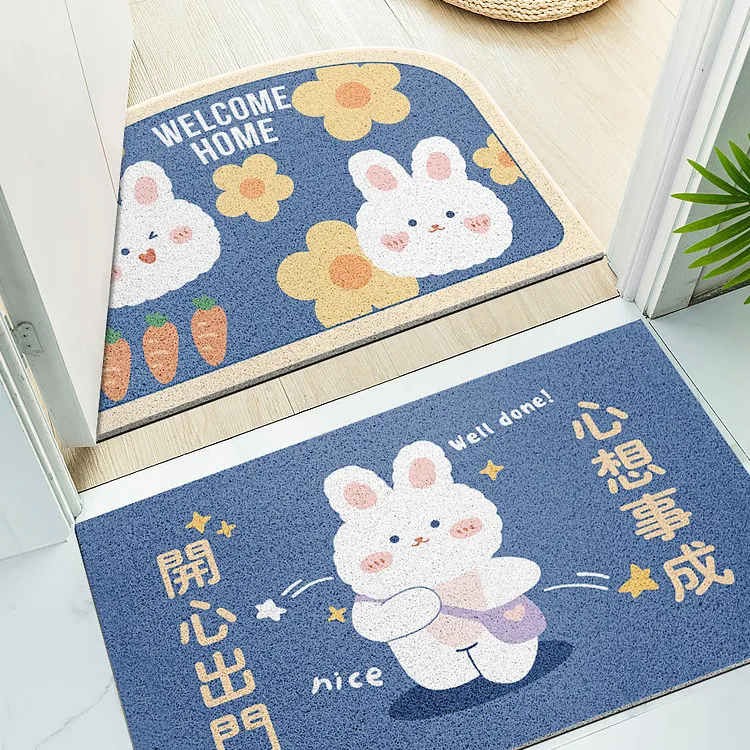 入户裁剪丝圈进门脚垫玄关家用门垫门口门厅防滑除尘蹭泥脚垫卡通