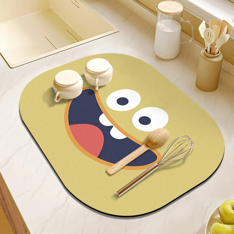 趣味厨房台面沥水垫子碗盘干燥垫酒茶台吸水杯子垫免洗隔热垫可爱