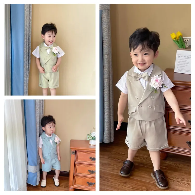 儿童西装礼服春款套装花童婚礼服宝宝周岁生日西服男童演出表演服