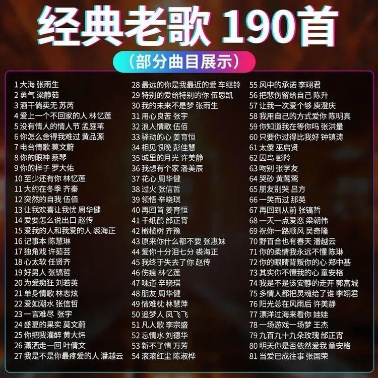 【光盘】经典老歌一人一首成名怀旧歌曲音乐MP3大容量汽车载cd碟片