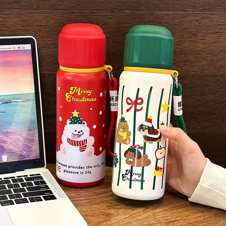 2024网红新款圣诞杯高颜值不锈钢保温杯学生大容量女可爱便携提绳