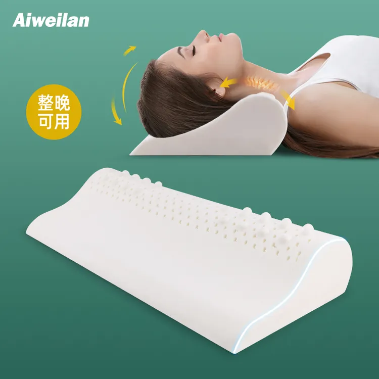 泰国天然乳胶圆柱型枕头卧室家用单人水滴枕睡眠枕芯颈椎专用枕头