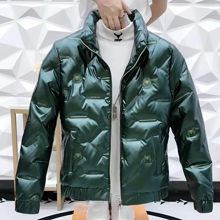 立领男修身棉衣轻薄羽绒棉服青年男士亮面棉服保暖加厚棉服冬季