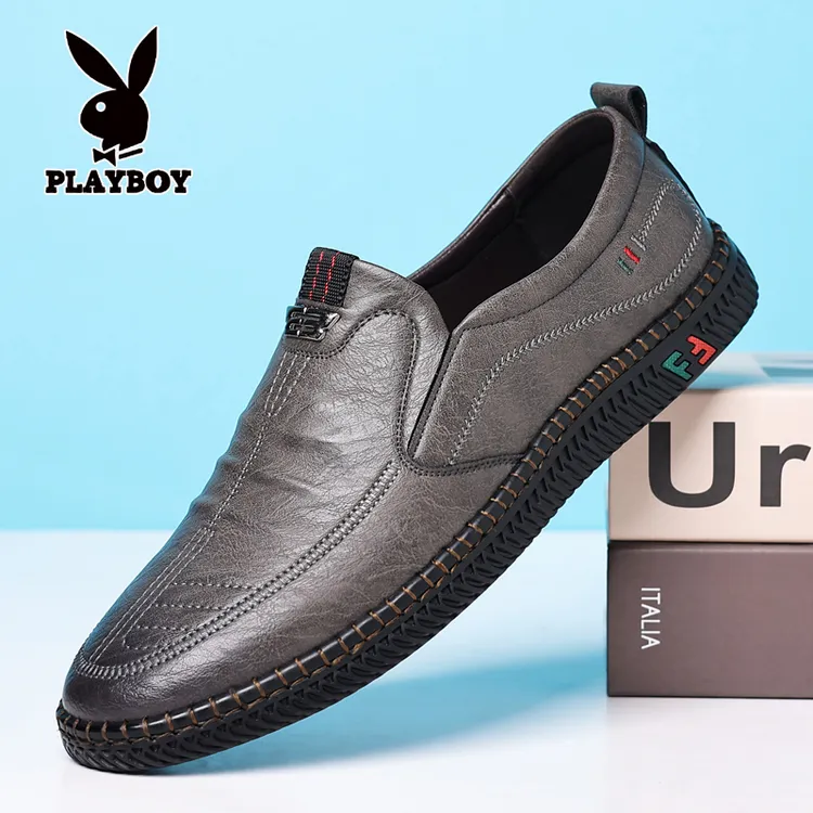 花公子休闲男皮鞋男士百搭透气软底春季防滑中老年爸爸鞋