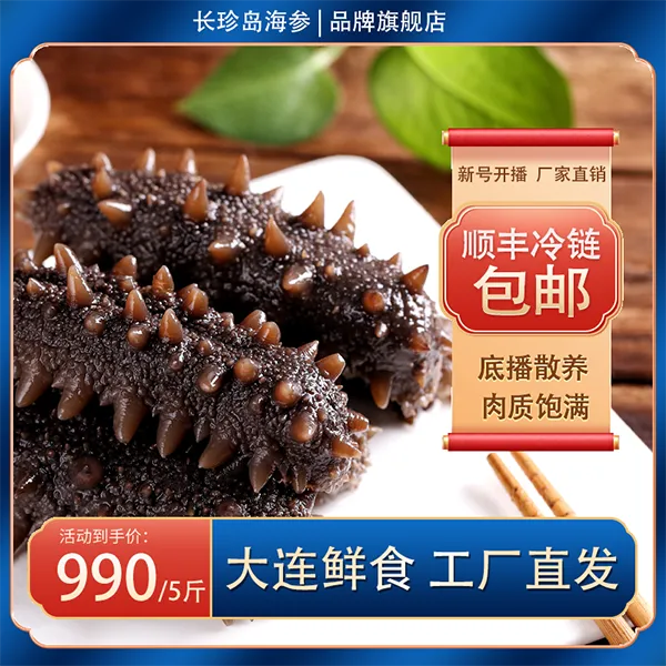 长珍岛鲜食海参1斤装正宗大连底播辽刺参自己吃送礼顺丰发货包邮