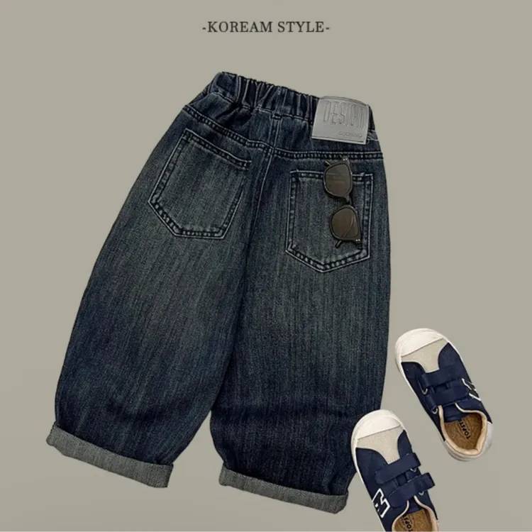 男童牛仔裤2025春秋新款宝宝萌娃穿搭中小童休闲宽松水洗怀旧长裤