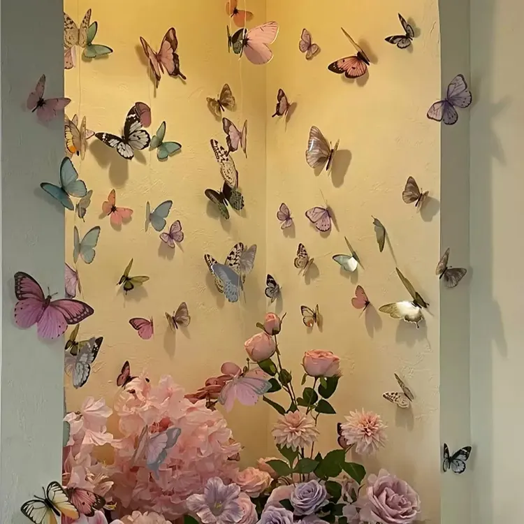 3D立体墙贴画仿真蝴蝶遮丑墙贴防水防潮防霉墙贴纸卧室房间装饰品