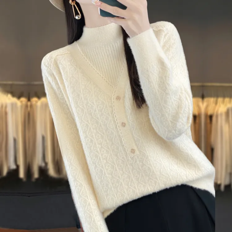 假两件毛衣内搭2025新款爆款宽松显瘦上衣秋冬洋气加厚女款打底衫