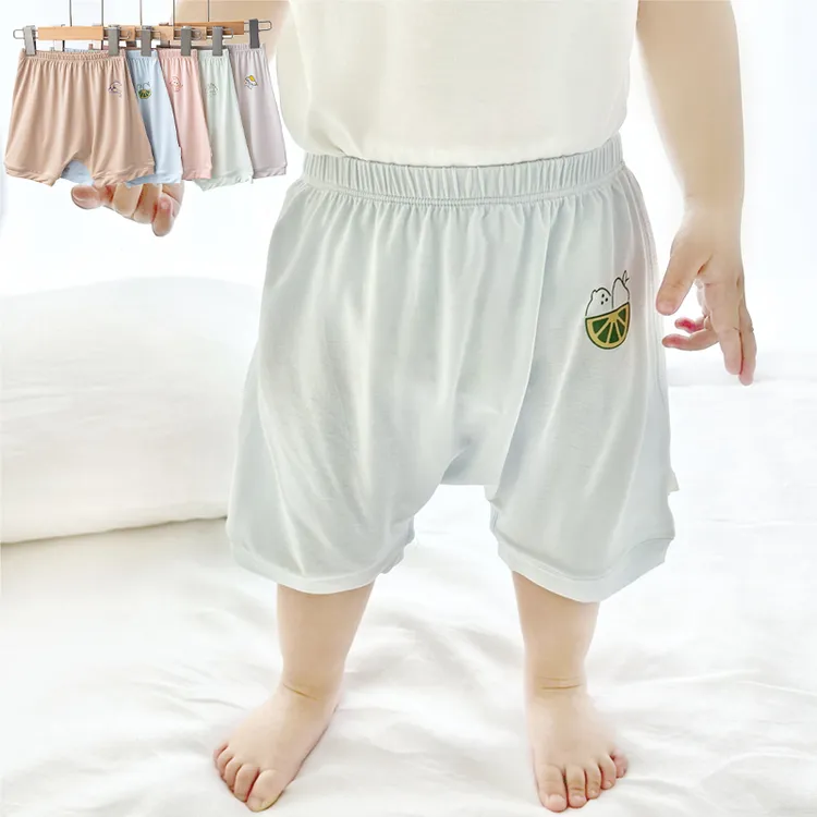 婴儿夏季薄款大屁屁裤男女儿童优克丝短裤宽松百搭中裤七分裤0-1