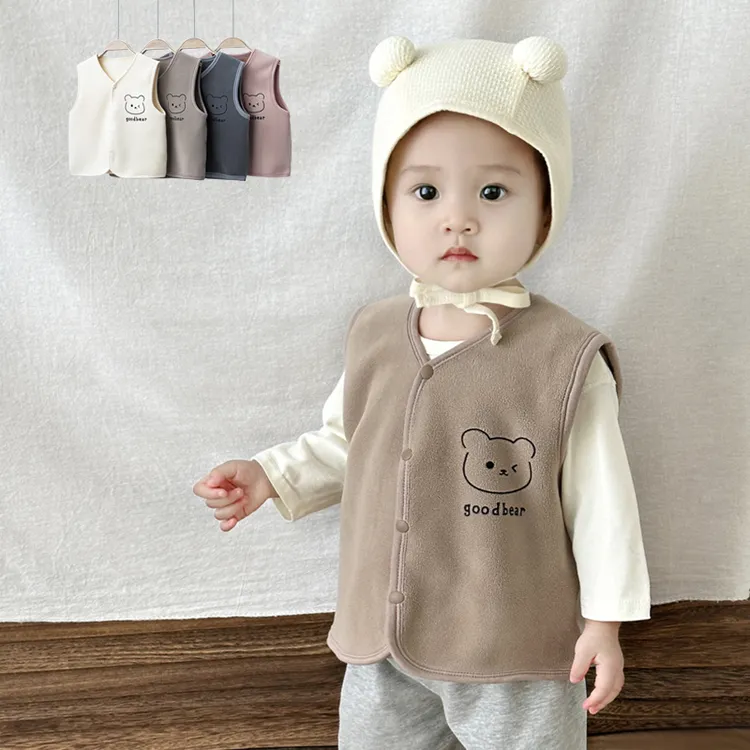 宝宝秋冬季加绒马甲男女童保暖棉背心打底外穿衣服开衫坎肩奥粒绒