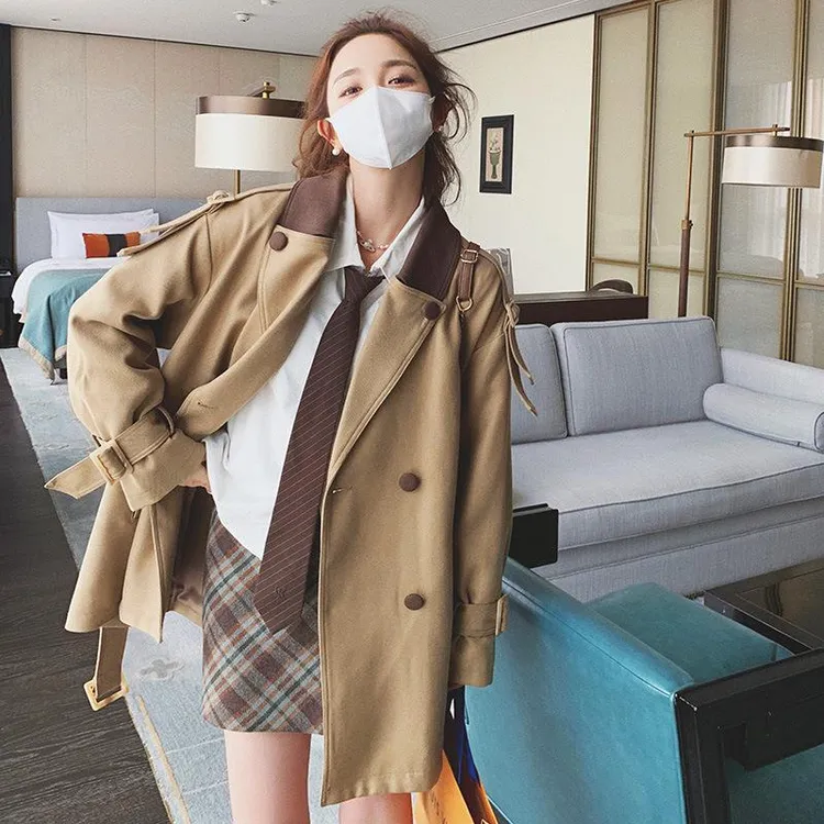 高级感工装英伦风大衣女2024年春季新款高端气质中长款风衣外套